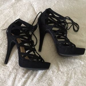 Black Lace-Up Heels